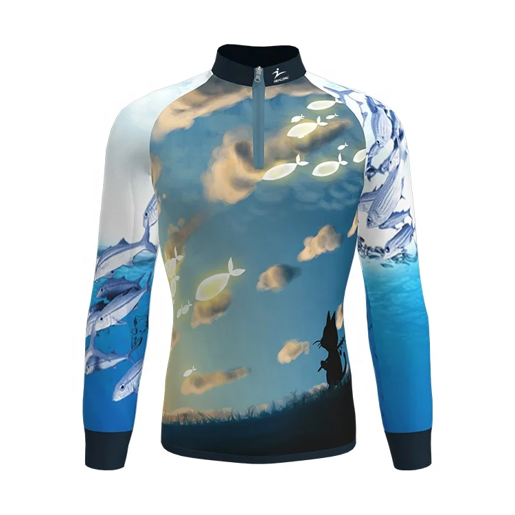 Full Sublimation Fishing T-Shirt Wholesale Sport Jerseys Custom Men Long Sleeve Fishing Wear