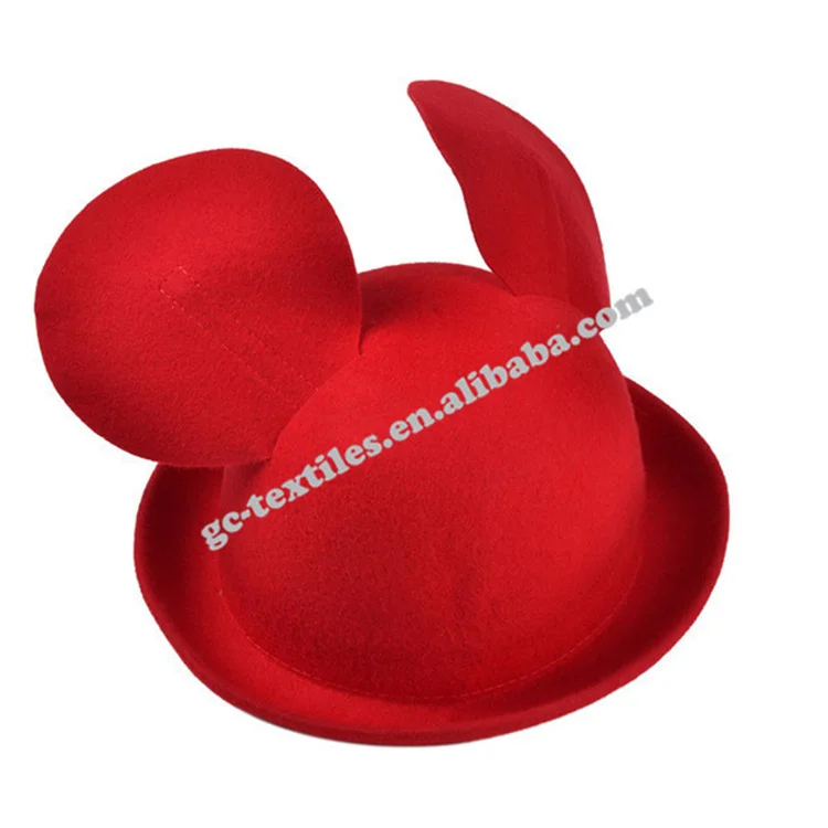 Оптовая цена Микки Маус мультфильм милые большие уши куполообразные дешевые шерстяные женские фетровые шляпы Федора