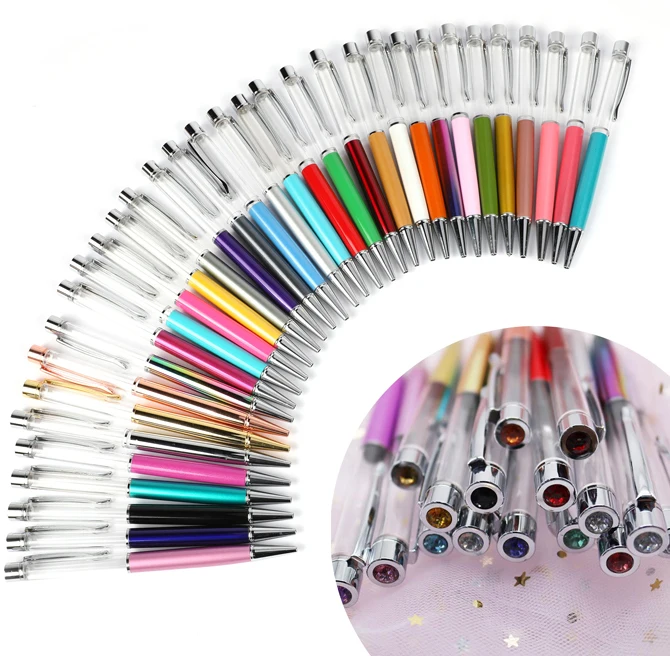 New Style Hot-sale Custom Metal Floater Glitter Pen DIY Marble Color Empty Ballpoint Pen