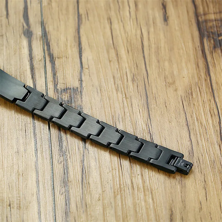 Energinox Black Blank Plate Engravable Stainless Steel Id Bracelet For Men