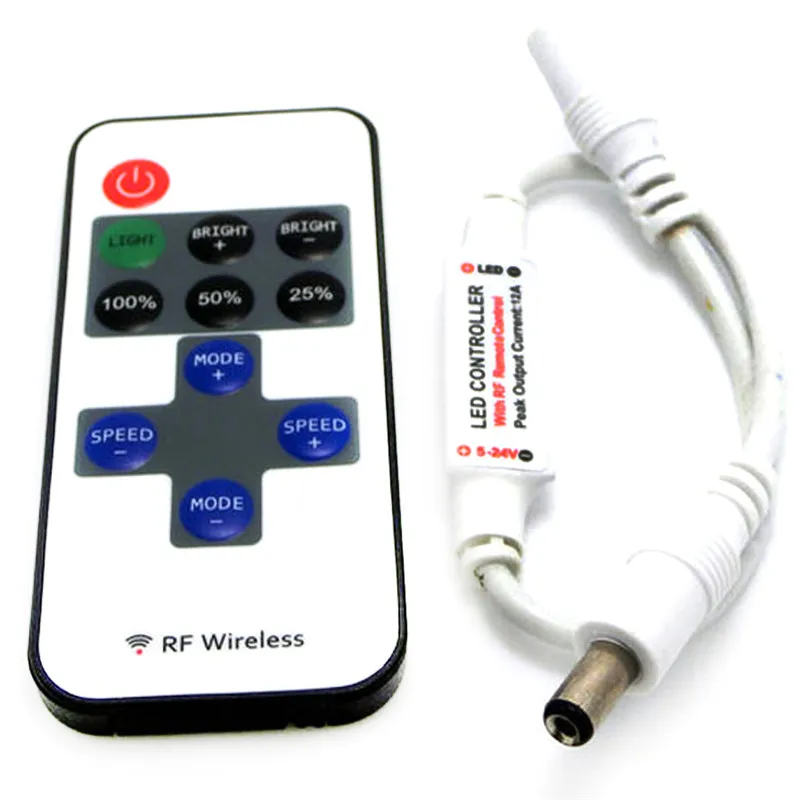 12 24 V 11 Keys RF LED Strip Controller Mini Dimmer RF Remote DC 5V 12V 24V Controller For LED 5050 2835 Strip Single Color