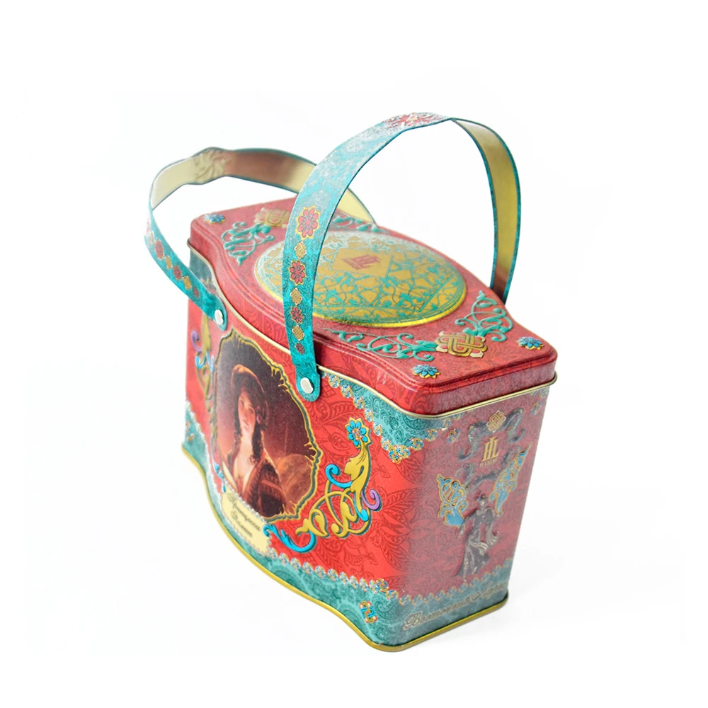 China factory price basket shape  tin box rectangular tin food packing for  Christmas gift