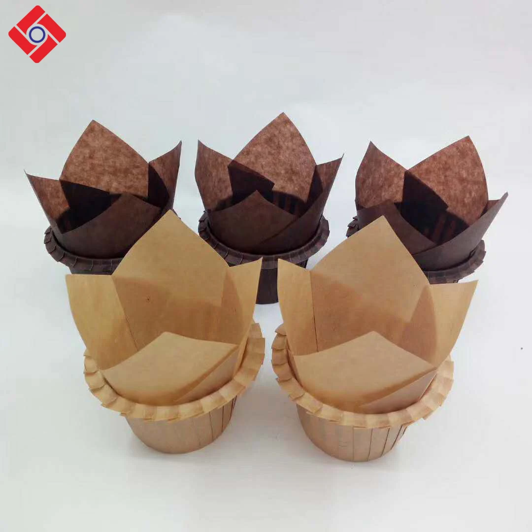 Гуанчжоу пищевой Коричневый тюльпан масло доказательство Промасленная бумага формочки для кексов оптовая продажа