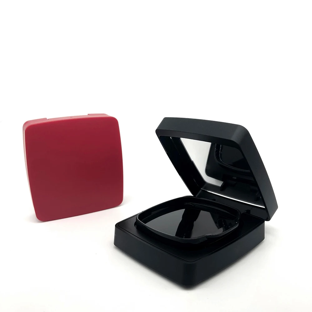 Custom empty cosmetic foundation powder compact with mirror and puff square magnet air cushion case