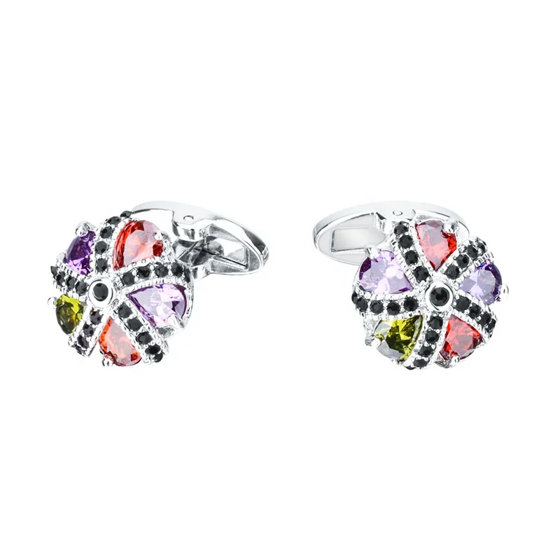 
High Fashion Promotion Gifts Make Custom Crystal Cufflinks For Mens Shirts 