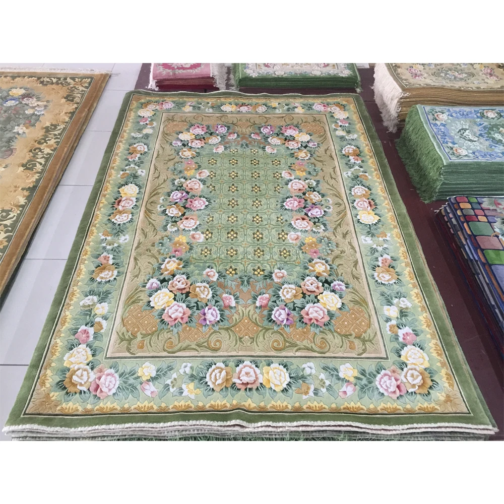 Abusson Floral Design Chinese Silk Hand Knotted Rugs