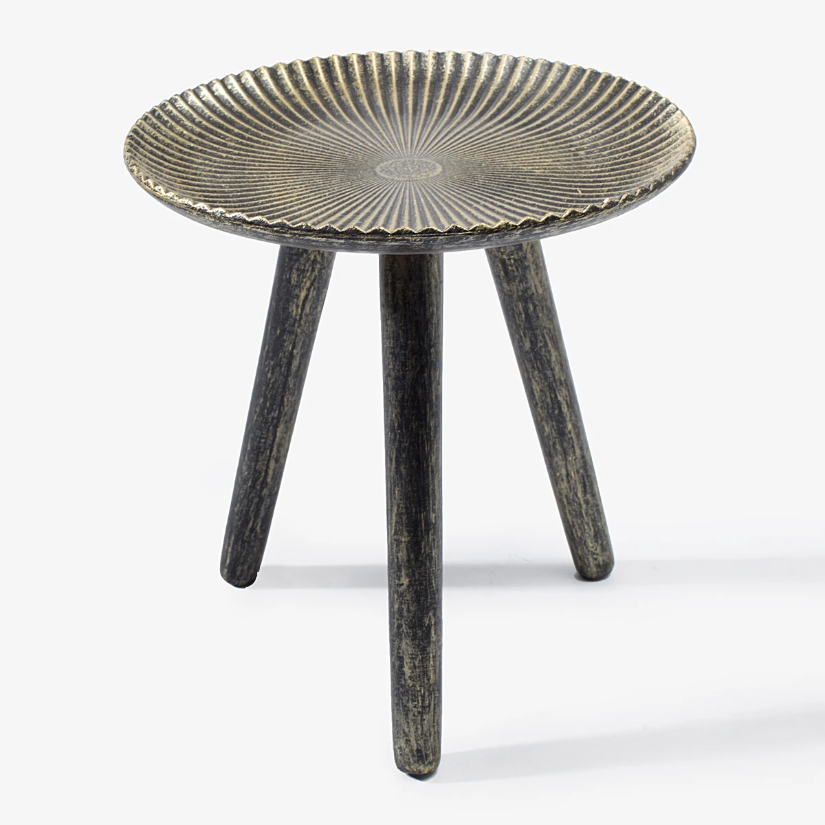 Farmhouse Round Dining Table with Sleek Slanted Metal Legs and Grey Wood Table Top Veneer