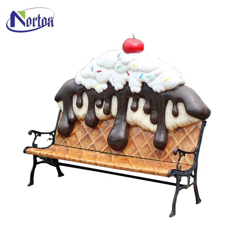Modern mall decoration fiberglass ice cream dining table resin table three ice cream sculpture for sale NTRS-165LI