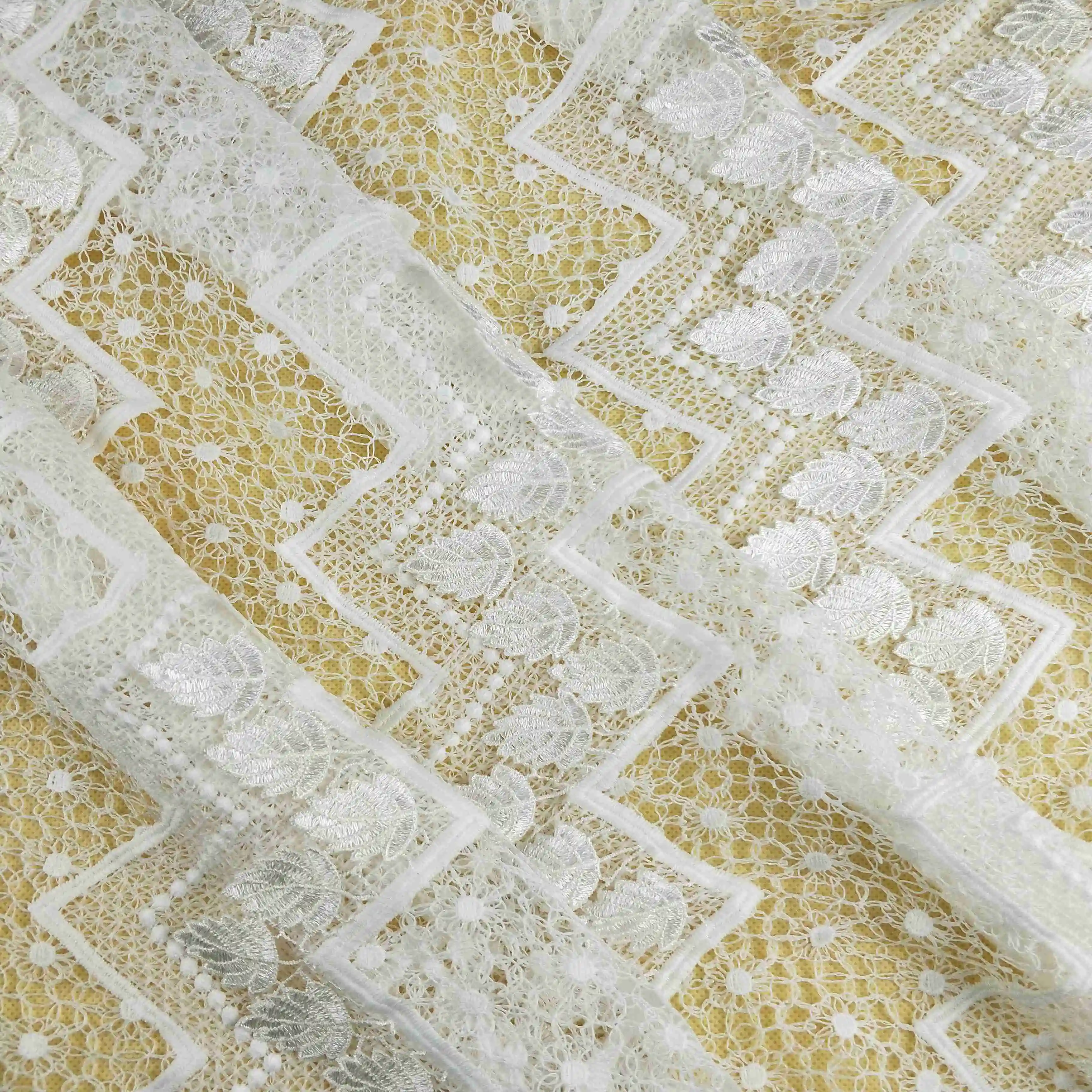 Wholesale White Swiss Cotton Voile Lace Austria 3d Embroidered Fabric