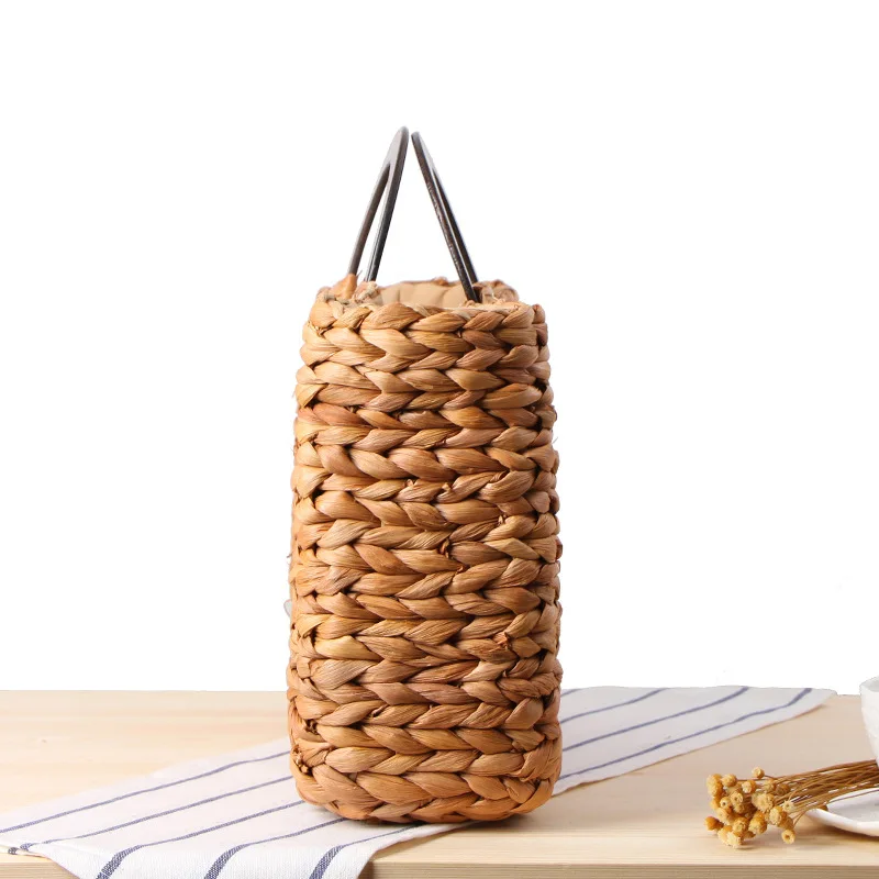 Summer bag Hand-woven bales corn woven hand-woven beach bag solid color large capacity woman handbag