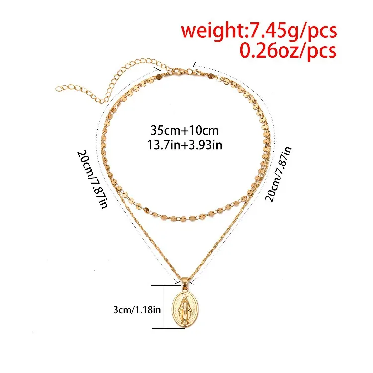 Customize Vintage Religious Jewelry Real Gold Plated Mother Virgin Mary Pendant Necklace