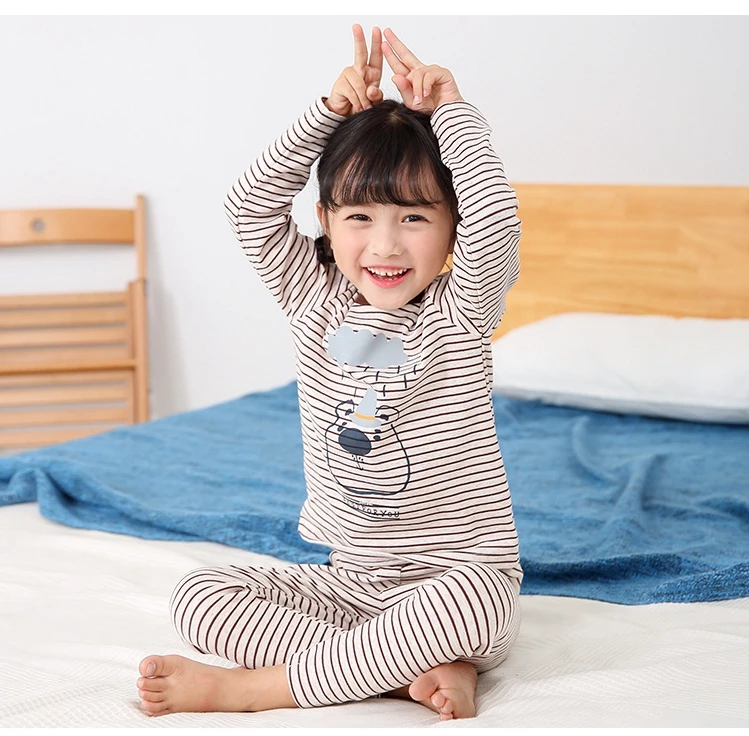 Classic Round Neck Long Sleeves Fashion Cotton Kids Pajamas