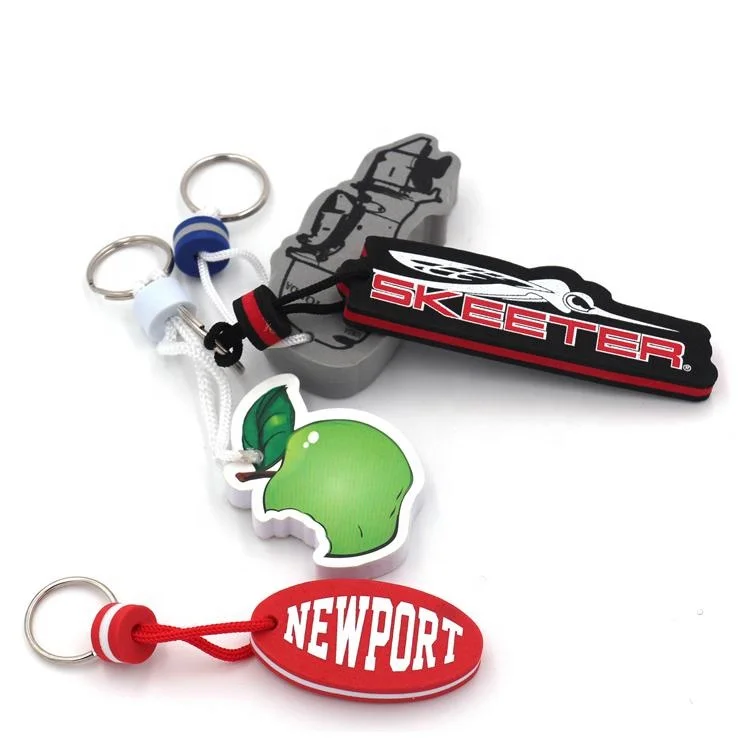 Custom logo Custom shape eva foam floating keychain keyring