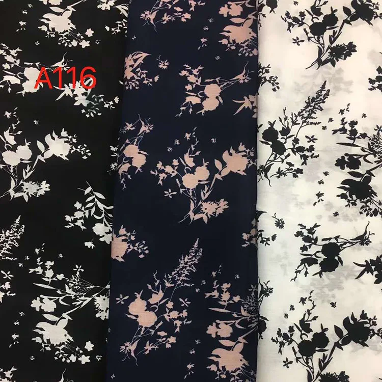 New style comfortable stock lots garment printed flower rayon nylon fabric for dress