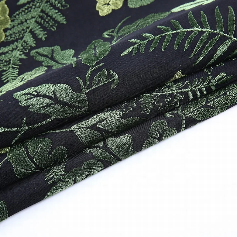 HA-15348 Hot selling bonded with embroidery italian dress velvet mesh fabric