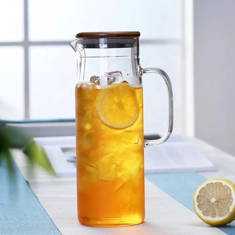 1200ml/1500ml Glass pitcher with lid iced tea pitcher lidded water jug