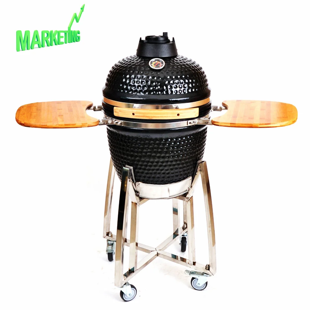 Гибридный Цвет Черный яйцо керамика барбекю гриль 18 дюймов Дымосос для барбекю