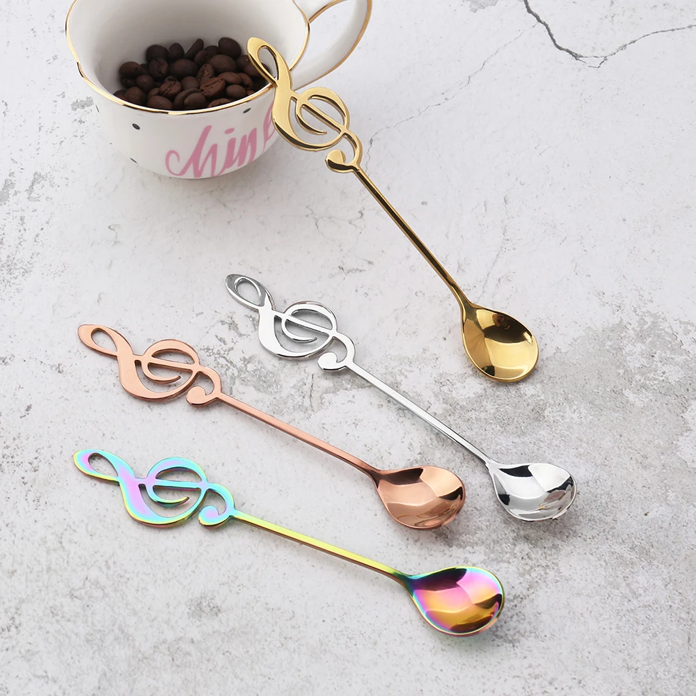 
Aamzon popular creative colour music stirred spoon stainless steel cute coffee spoon 