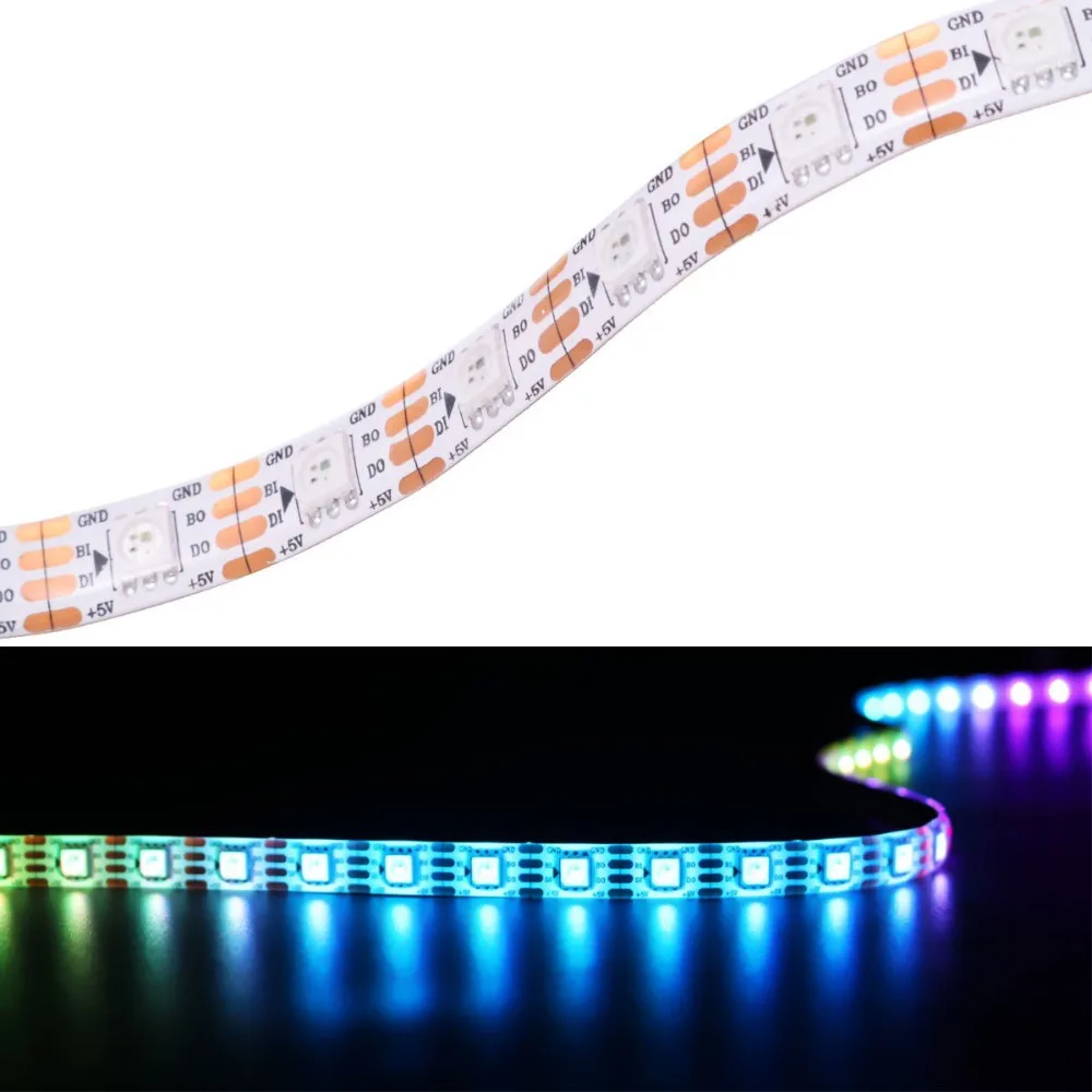 50m Transparent led strip 90W led strip 5V smd 5050 rgb cw ww APA102 4Pin double line JST connectors