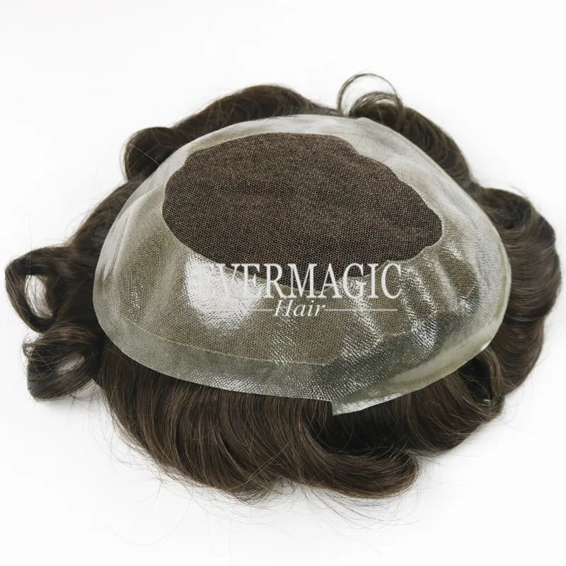 
Wholesale Handsome #5 Brown Human Hair Toupee for Men Full Lace Hair Wig For Hair Loss Men 