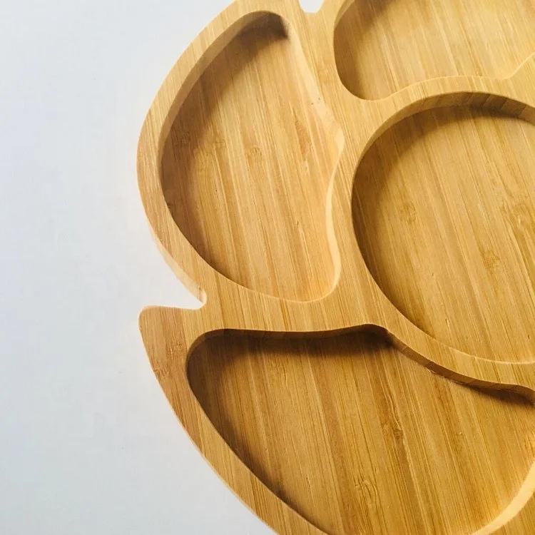 2024 Eco Friendly Children Kids Tableware Appetizer Fruit Decor Food Cake Serving Tray Set Bamboo Fiber Baby Dinner Plate