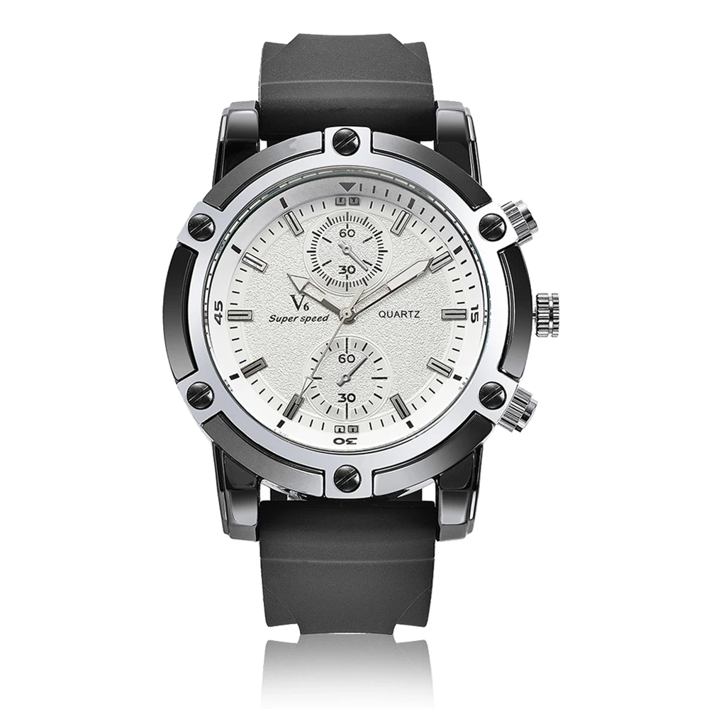 V6 V0289 Fashion Design Chinese Men Wristwatches Quartz Rubber 2 Dials Japan Cheap Hand Watch Rejoes