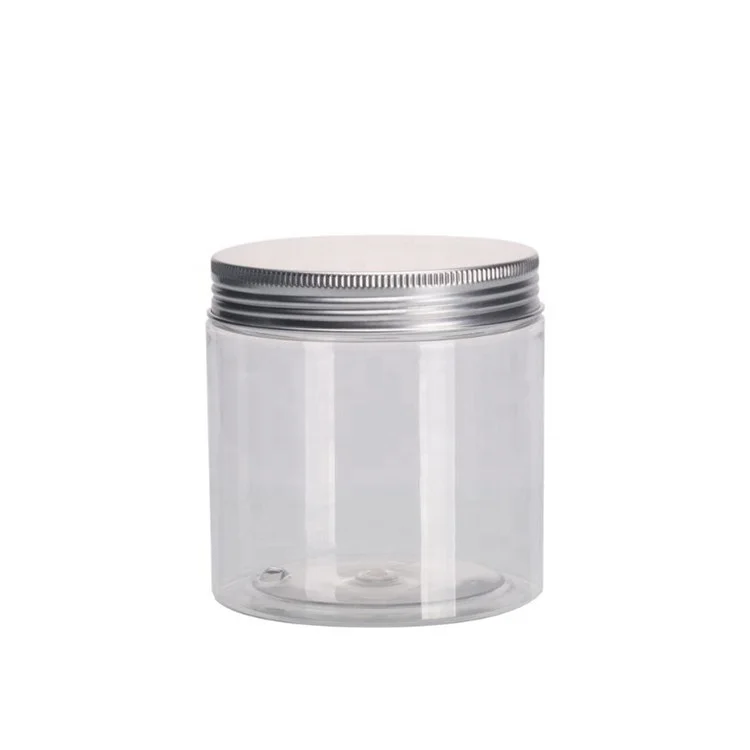 Manufacturer PET Clear Empty Plastic Jar With Aluminum/Plastic Lids