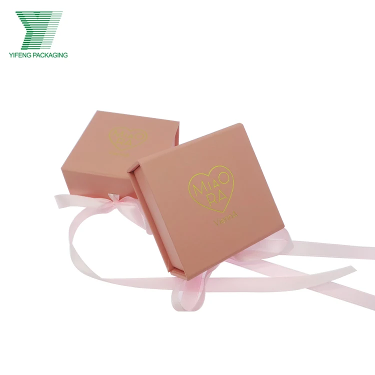 Luxury Custom Logo pink cardboard paper box ribbon Foldable Magnet Book Shape Paper Necklace Jewelry Box Packaging