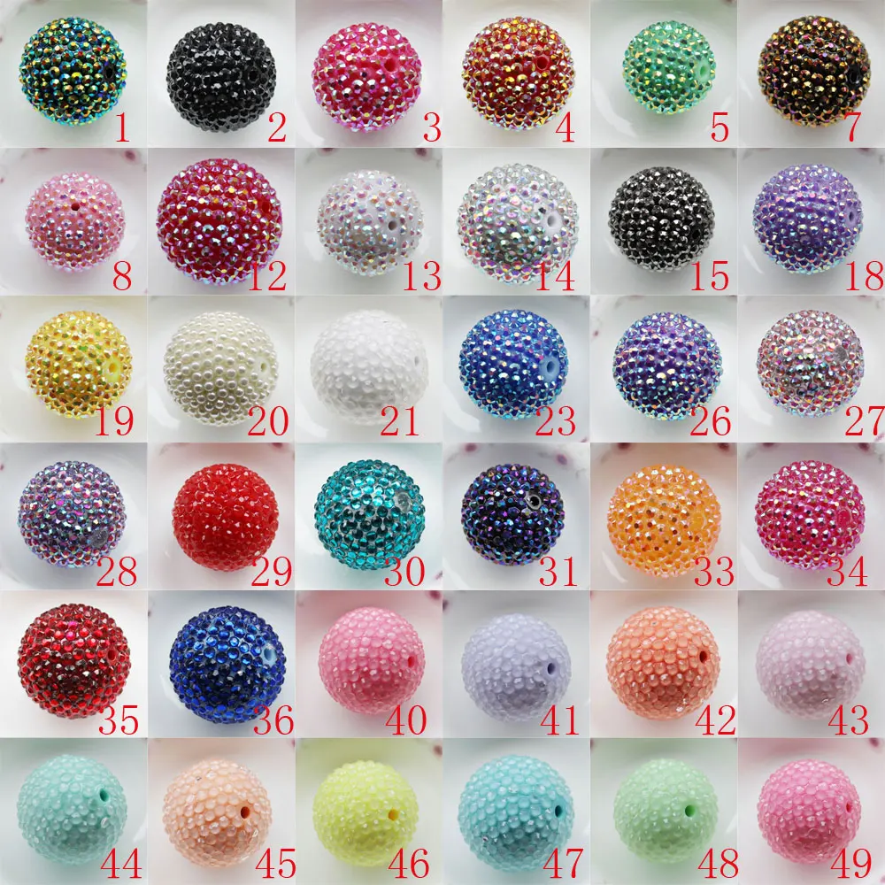 30MM Acrylic Rhinestone Beads Chunky Round Beads Shiny Bling Gumball Beads AB Finish
