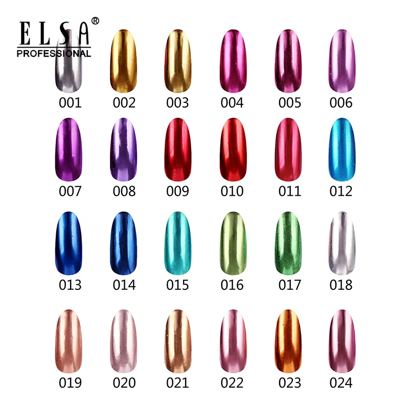 
ELSA Super Shine Nail Glitters Mirror Titanium Powder Rose Gold Silver Metallic Manicure Nail Art Decoration 