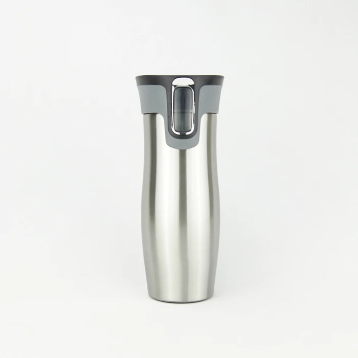 High quality 16 oz sliver stainless steel autoseal thermo cup thermal tumbler travel coffee mug with easy-clean lid