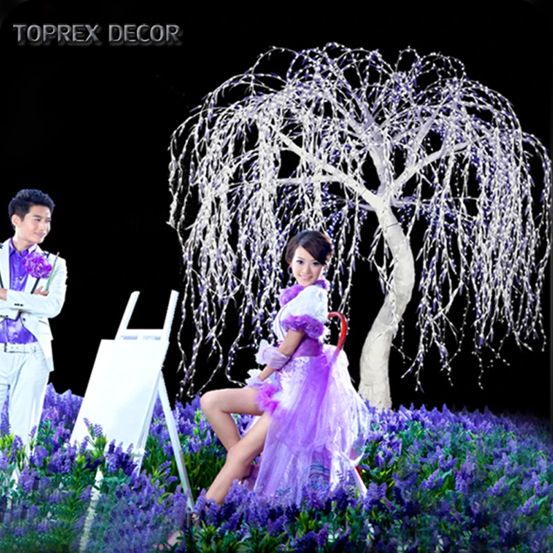 Outdoor waterproof 3.5m simulation artificial led lighted white willow tree