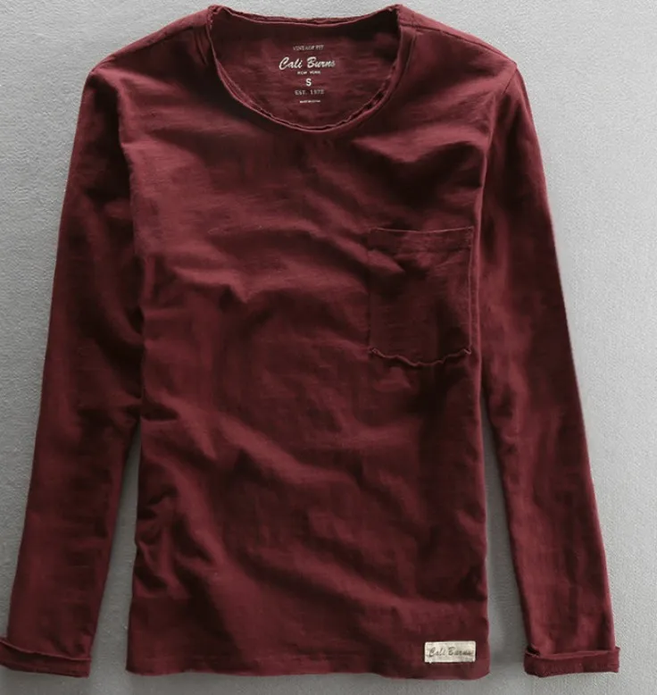 
New model China wholesales High Quality hemp men long sleeve t shirt 