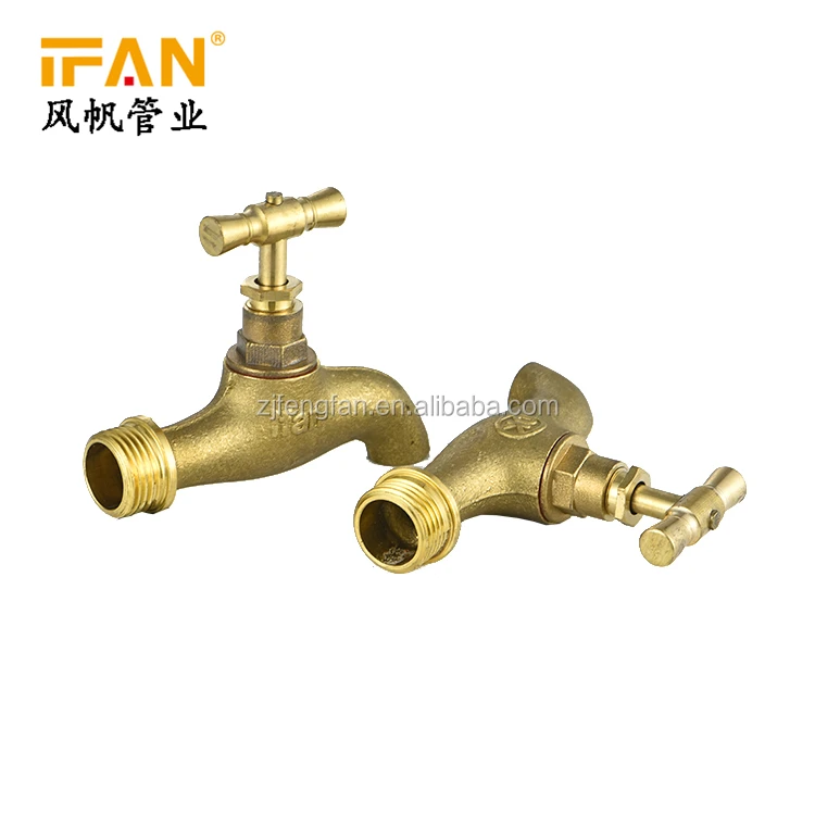 Wholesale Bathroom Garden Kitchen bibcock Faucet Gold Color 1/2 3/4 inch Bib Cock Water Tap Brass Bibcock