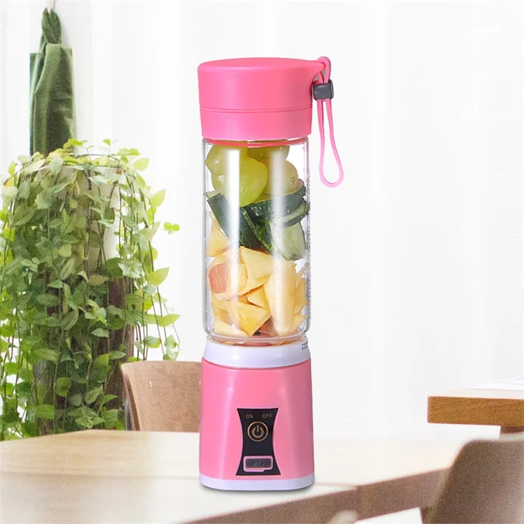 
Customized Multifunction Colourful Glass Usb Rechargeable 6 Leaf Knife Electric Juicer Bottle Drinking 
