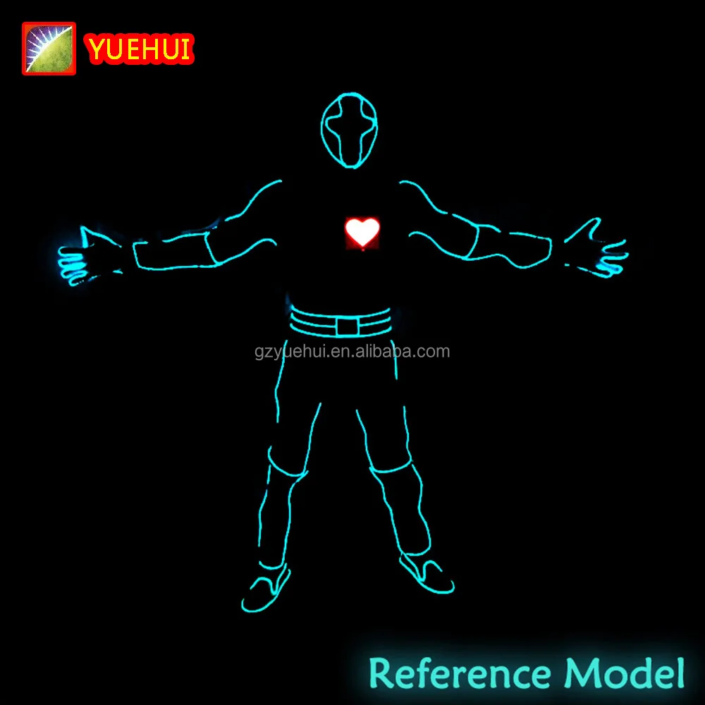 Карнавальный костюм, танцевальные костюмы со светодиодной подсветкой, робот со светодиодной подсветкой, костюмы EL Wire, праздничные неоновые костюмы Rave, товары для вечеринок