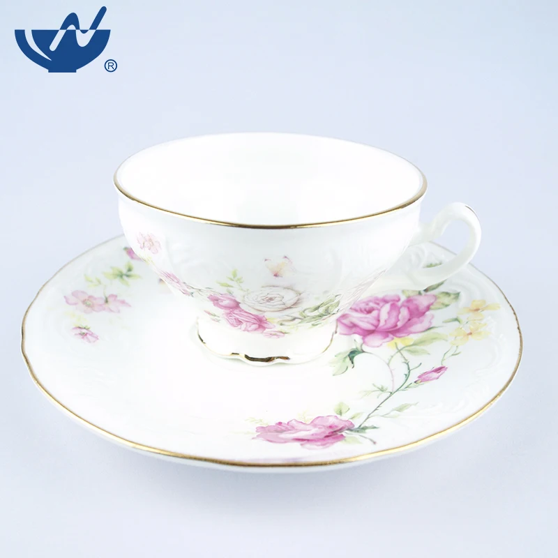 Chinese Supplier Ceramic Coffee Cup Fine Bone China Tea Cup Set With Saucer