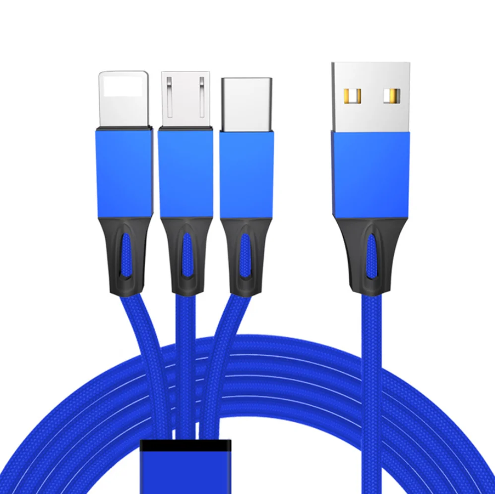 
Amazon top seller 2021 wholesale charging wire phone charger charging cable 3 in 1 usb cable 