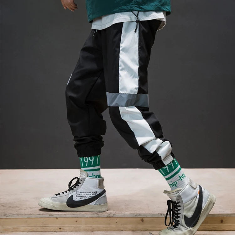 Wholesale Nylon 3M Reflective Tape Jogger Wind Pants For Men