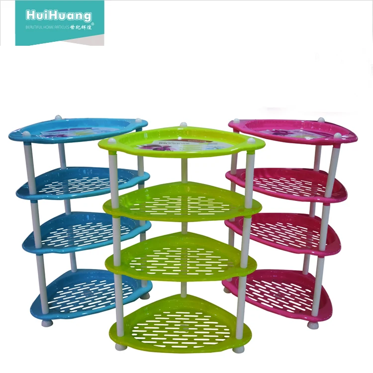 
China Shantou factory plastic PP 4 layers floor type multi layer storage rack dinner plates storage rack storage shelf rack 