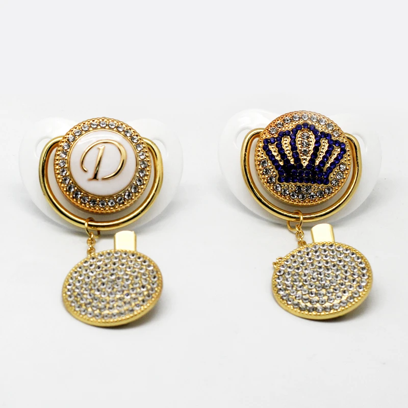 
Luxury Diamond Collection Baby Pacifier & Clip Set 