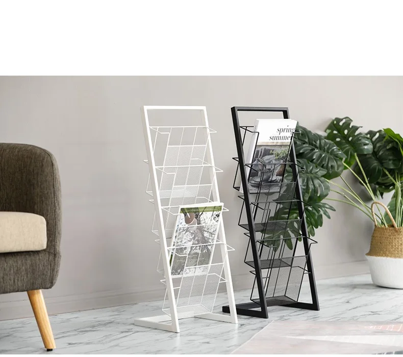 
metal newspaper and magazine display rack stand shelf 