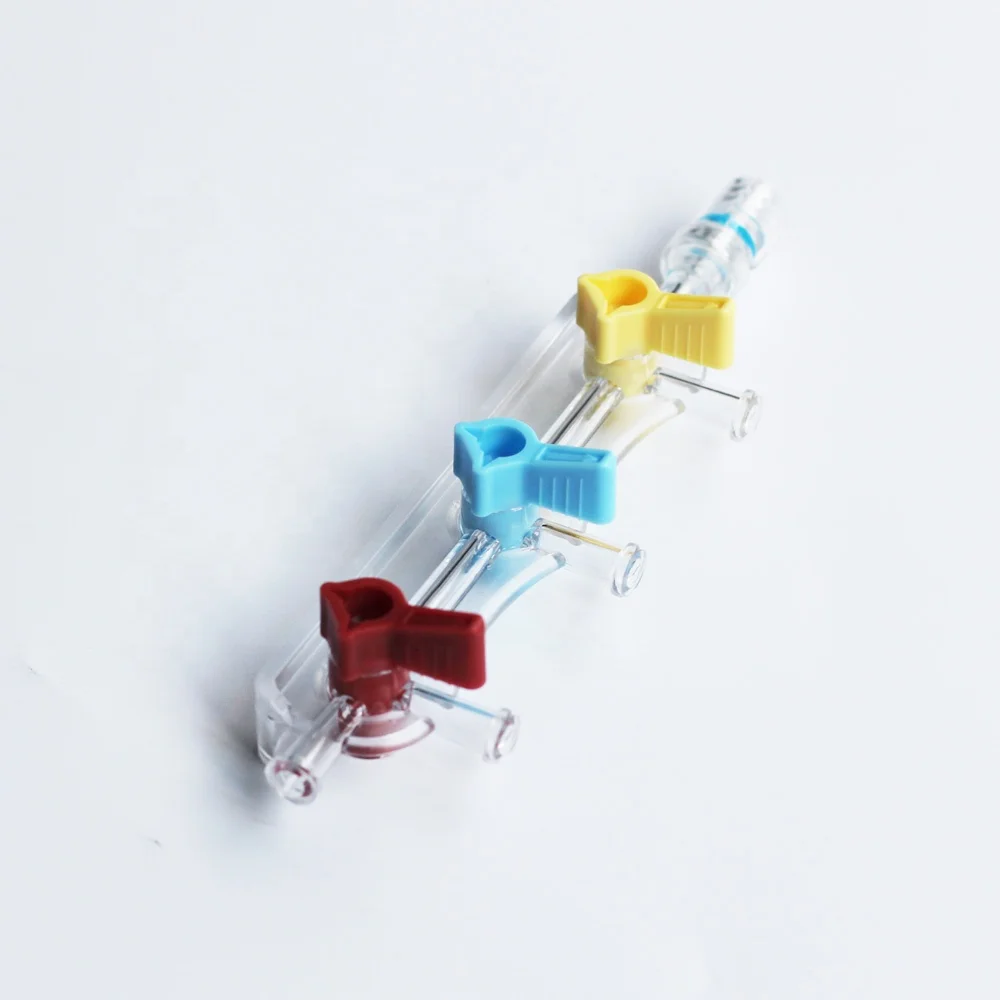 Medical plastic 3 port 3 way infusion manifolds(Right ON Right Off)
