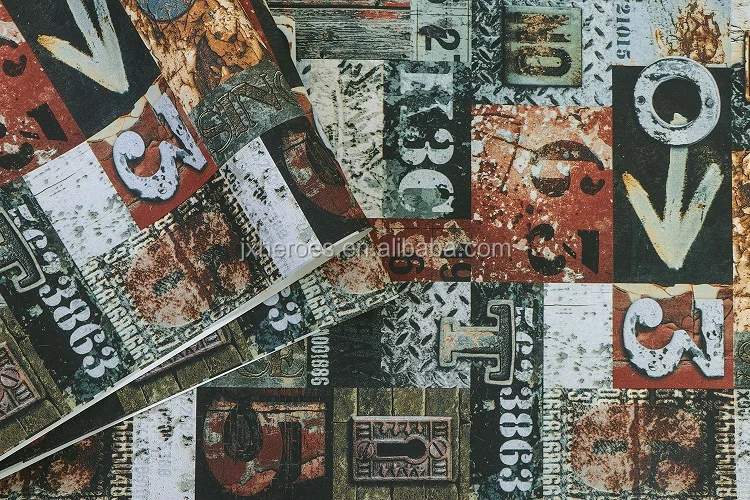 American Nostalgic Style Digital Alphabet Stitching Pattern Cafe Restaurant Decorative Wallpaper Vinyl