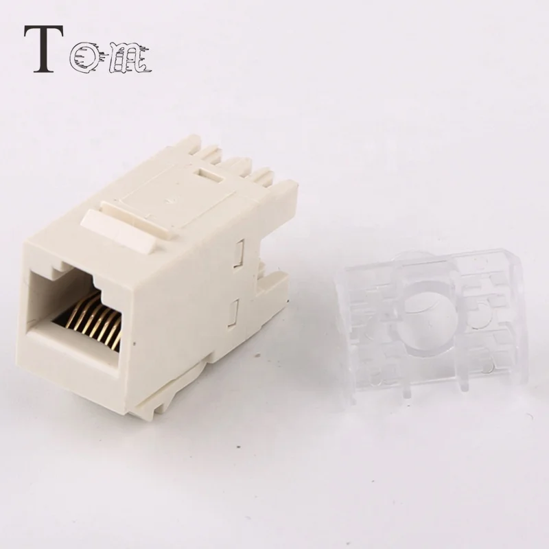 TOM-KJ-5 CAT5E/C6 UTP keystone jack 110IDC type, 180 degree telecom communication White Wall Module Cat6 RJ45 UTP Keystone Jack