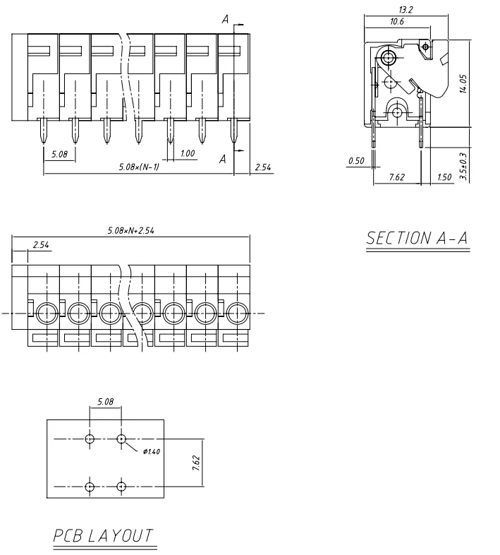 DG142V 5.08mm PCB spring terminal block