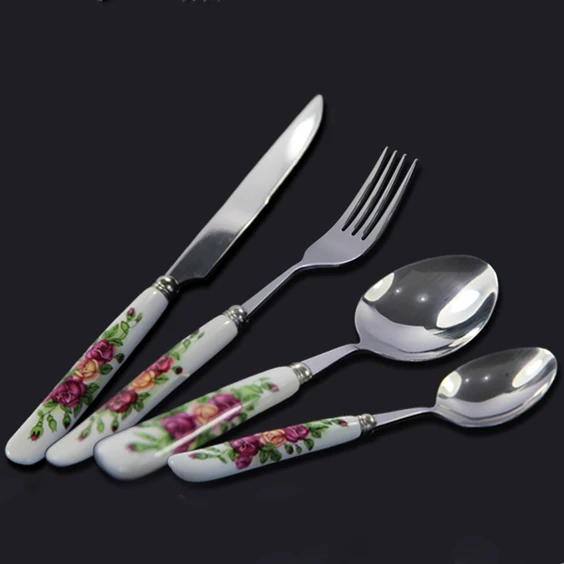 Китай керамическая ручка flatware детские столовые приборы set