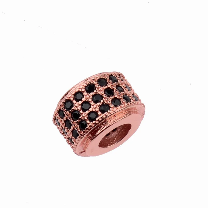 Micro pave spacers black diamond wheel beads zircon micro-inlaid zircon bracelet necklace jewelry accessories