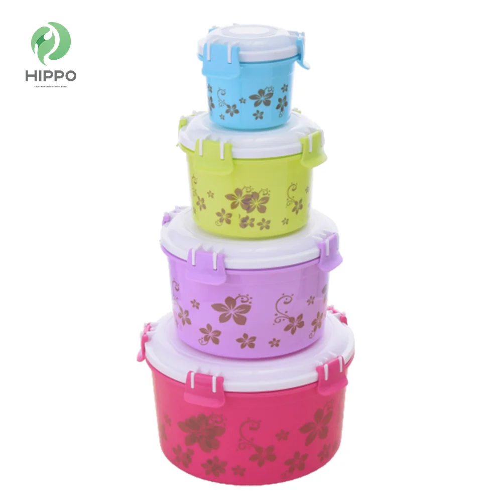 Round airtight plastic food container