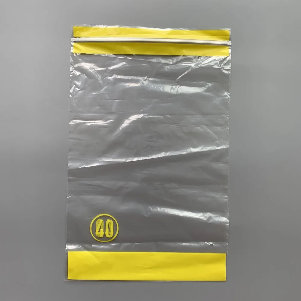 
Transparent PE plastic printed zipper bag with SMLXL SIZE print for clothing 